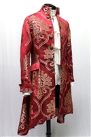 ORDER OF THE DRAGON COAT â€“ BLOOD RED BROCADE,Pirate coat,menâ€™s 17th century frock coat.