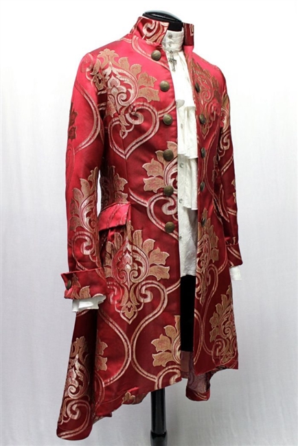 ORDER OF THE DRAGON COAT â€“ BLOOD RED BROCADE,Pirate coat,menâ€™s 17th century frock coat.