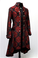 ORDER OF THE DRAGON COAT â€“ RED/BLACK VELVET BROCADE, Pirate Coat ,menâ€™s 17th century frock coat.