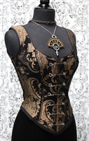 PIN BODICE GOLD AND BLACK TAPESTRY GOTHIC PIRATE STEAMPUNK