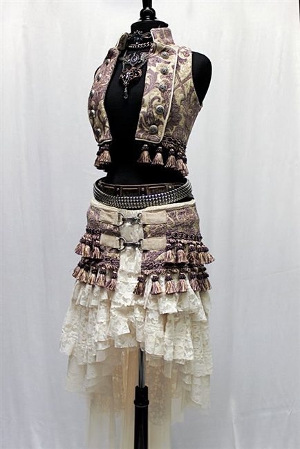 TOREADOR VEST PURPLE/IVORY TAPESTRY GOTHIC PIRATE  STEAMPUNK