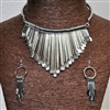 Silver or Gold Tribal  Necklace Earring Set