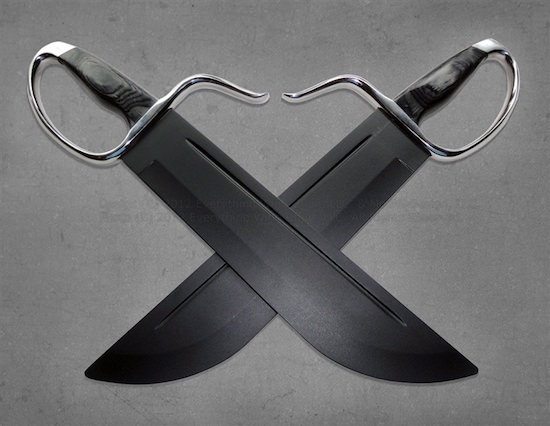 Wing Chun Butterfly Swords - Premium Line - Hybrid 12" Blade - Tough-As-Hell - All Black - Blunt