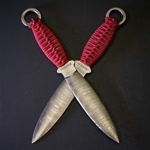 Knife:  Double Daggers in Twist Storm Damascus