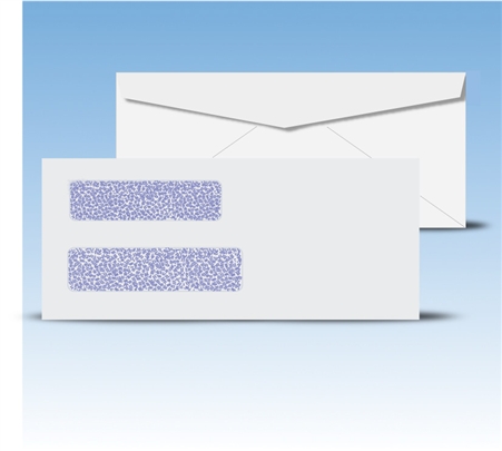 Check Envelopes 8-5/8" Double Window Envelope - Regular Gum Seal, # 12030