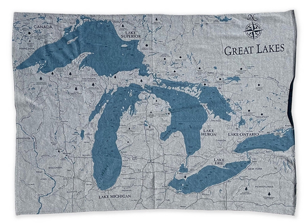 Great lakes Map Blanket Graphite
