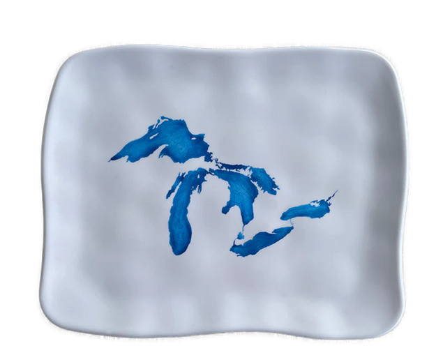 Great Lakes Melamine Tid Bit Tray with Water Color Image