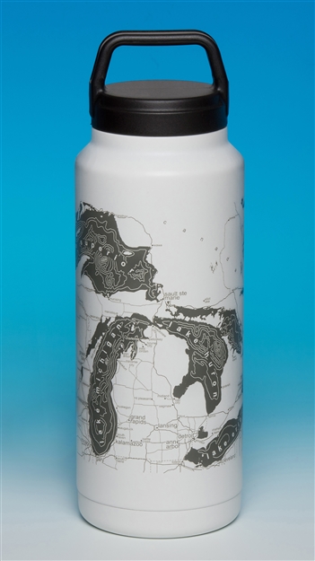 Great Lakes Map 32 Oz Stainless Vacuum Insulated Water Bottle