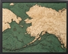 3D Alaska Nautical Real Wood Map Depth Decorative Chart