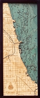 3D Chicago Nautical Real Wood Map Depth Decorative Chart