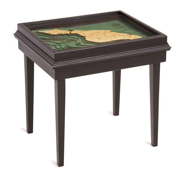 Catalina Island 3D Nautical Woodchart End Table