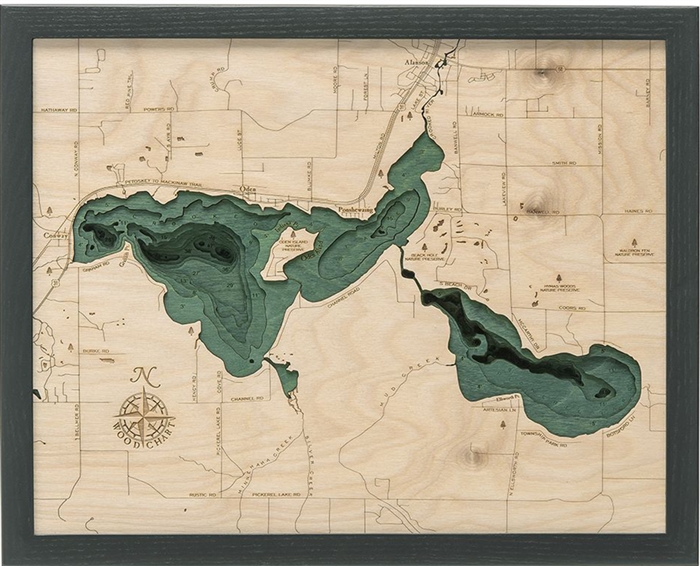 Custom Wood Charts of crooked lake from Carved Lake Art: Nautical Gifts & Depth Charts