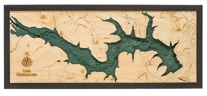 Lake Georgetown Nautical Topographic Art: Bathymetric Real Wood Decorative Chart