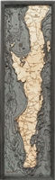 Baja Peninsula Nautical Topographic Art: Bathymetric Real Wood Decorative Chart | Driftwood Grey