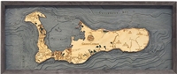3D Grand Cayman Island Nautical Real Wood Map Depth Decorative Chart | Driftwood Grey