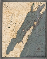 Door County Nautical Topographic Art: Bathymetric Real Wood Decorative Chart | Driftwood Grey