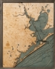 Houston and Galveston Nautical Topographic Art: Bathymetric Real Wood Decorative Chart