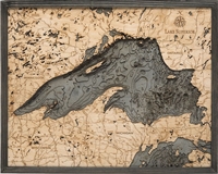 3D Lake Superior Nautical Real Wood Map Depth Decorative Chart | Driftwood Grey