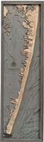 Ocean City Nautical Topographic Art: Bathymetric Real Wood Decorative Chart | Driftwood Grey