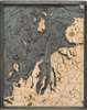 3D Northwest Michigan Nautical Real Wood Map Depth Decorative Chart | Driftwood Grey