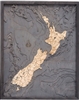 New Zealand Nautical Topographic Art: Bathymetric Real Wood Decorative Chart | Driftwood Grey