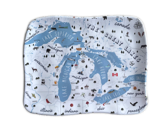 Great Lakes Map Melamine Tid Bit Tray