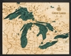 Great Lakes Nautical Topographic Art: Bathymetric Real Wood Decorative Chart
