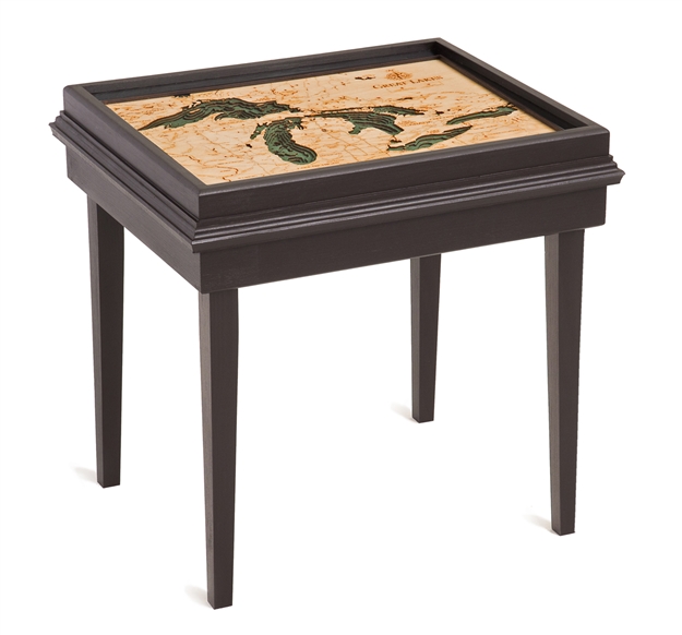 Great Lakes 3D Nautical Woodchart End Table
