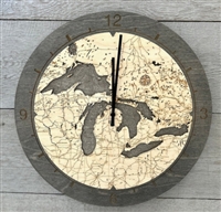 3D Great Lakes Real Wood Decorative Ring  Clock
