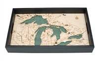 Great Lakes Nautical Real Wood Map Decorative Serving Tray