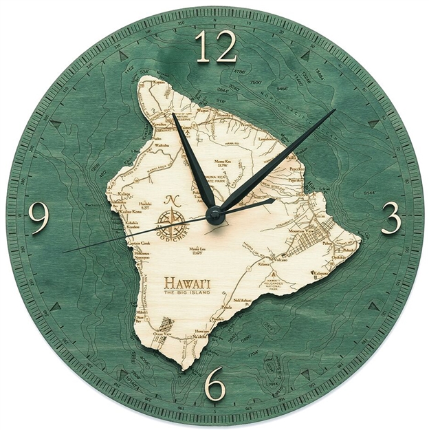 Hawaii the Big Island Real Wood Decorative Clock