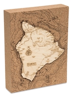 Hawaii the Big Island Cork Map Nautical Topographic Art