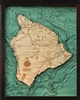 3D Hawaii The Big Island Nautical Real Wood Map Depth Decorative Chart