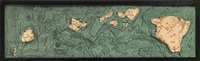 3D Hawaiian Islands Nautical Real Wood Map Depth Decorative Chart