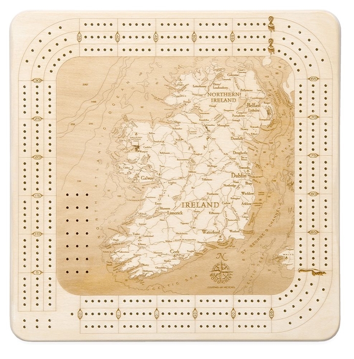 Ireland Real Wood Decorative Cribbage Board