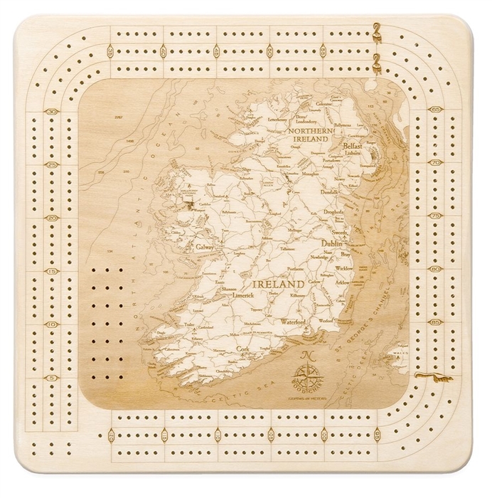 Ireland Real Wood Decorative Cribbage Board