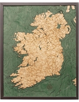 Ireland Nautical Topographic Art: Bathymetric Real Wood Decorative Chart