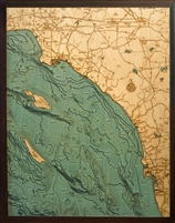 Los Angeles to San Diego 3D  Nautical Real Wood Map Depth Decorative Chart