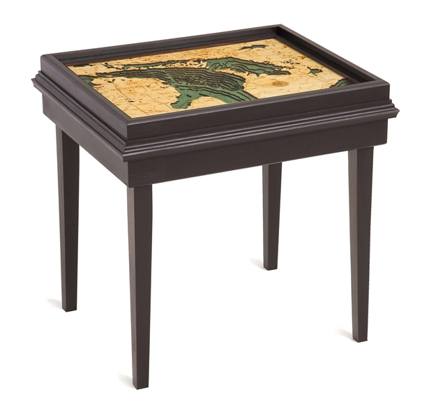 Lake Huron 3D Nautical Woodchart End Table