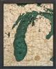 Lake Michigan Nautical Topographic Art: Bathymetric Real Wood Decorative Chart