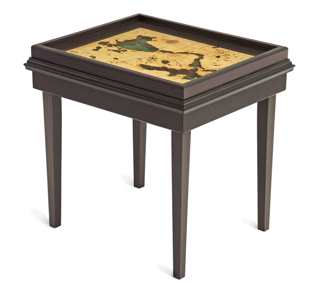 Lake Okoboji 3D Nautical Woodchart End Table