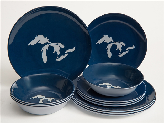 Great Lakes Melamine 12 Piece Dish Set Navy