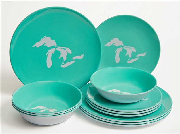 Great Lakes Melamine 12 Piece Dish Set Seafoam