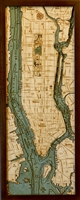 3D Manhattan and Long Island Nautical Real Wood Map Depth Decorative Chart