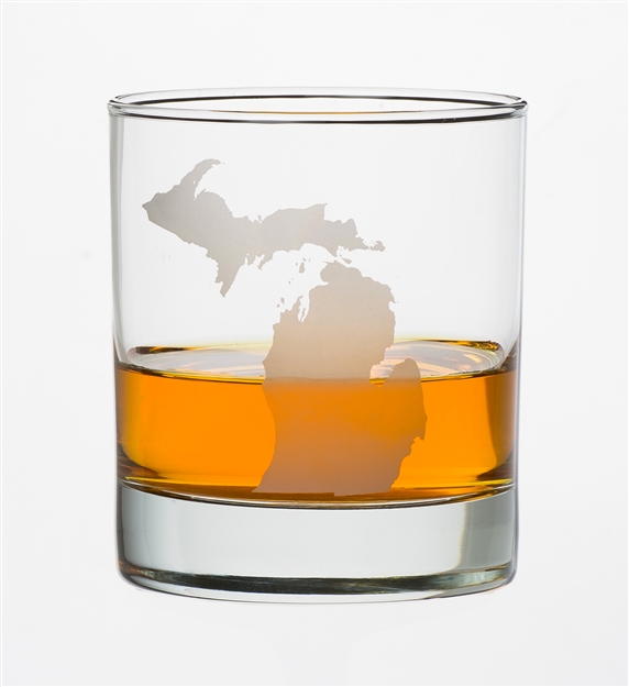 10 Oz Michigan rocks Glass