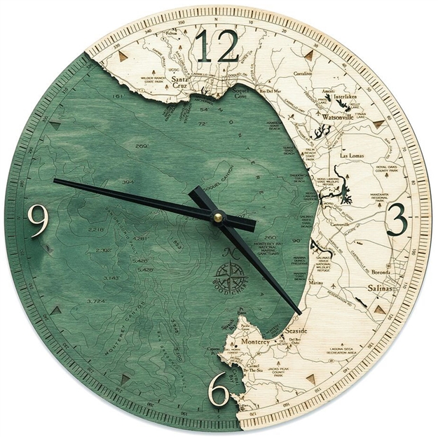 Monterey Bay Real Wood Decorative Clock