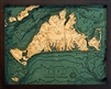 3D Martha's Vineyard Nautical Real Wood Map Depth Decorative Chart