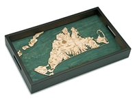 Martha's Vineyard Nautical Real Wood Map Decorative Serving Tray