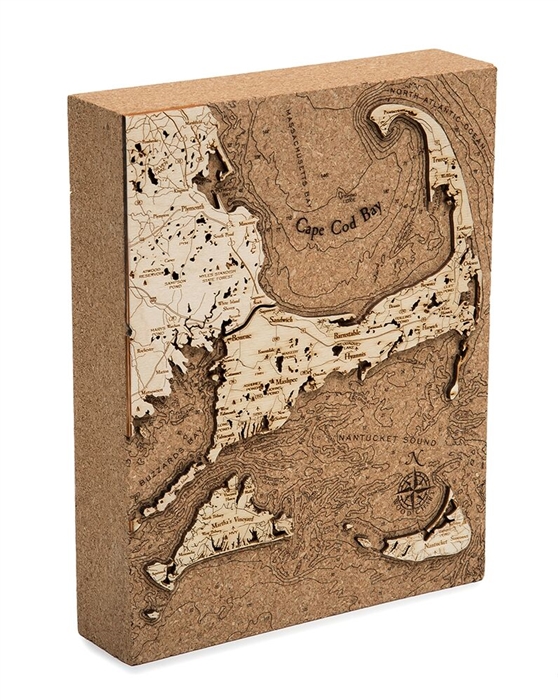 Cape Cod Cork Map Nautical Topographic Art