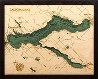 3D Lake Charlevoix Nautical Real Wood Map Depth Decorative Chart